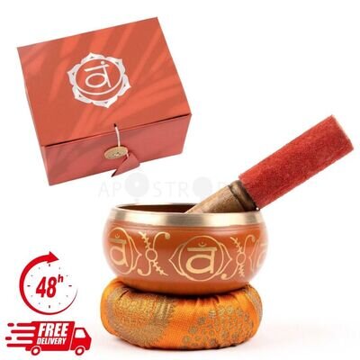 Chakra Singing Bowl Gift Set Tibetan Spirituality Meditation Yoga Orange Sacral