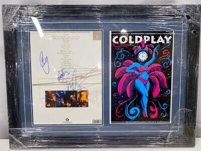 Coldplay Autographed Band Artwork & “Rio De Janeiro Concert 2014" With COA 22X17