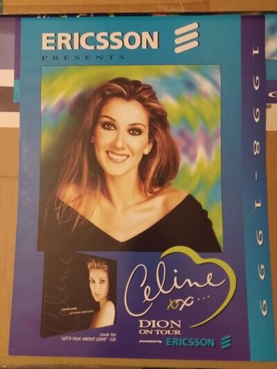 CELINE DION 1998-1999 Ericsson Let's Talk About Love Tour Promo Poster 25x19