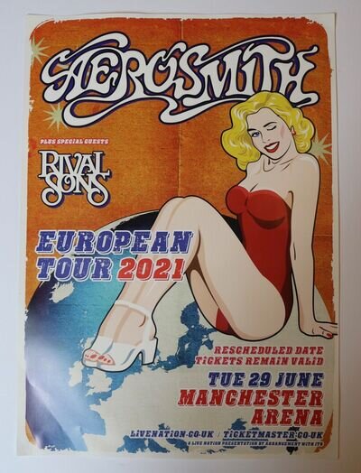 Aerosmith / Rival Sons European Tour Poster 2021 MEN ARENA. Cancelled gig. Mint