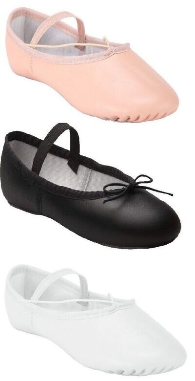 Ballet Shoes, Pink Leather Ballet Dance shoes Full Sole Children & Adults Sizes