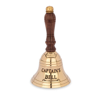 13 cm table bell brass gold engraved CAPTAIN'S BELL hand bell service bell