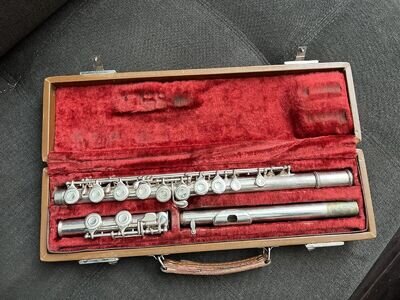 Vintage 1966 ARTLEY NICKEL PLATED FLUTE ELKHART INDIANA Original Hard Case 26”