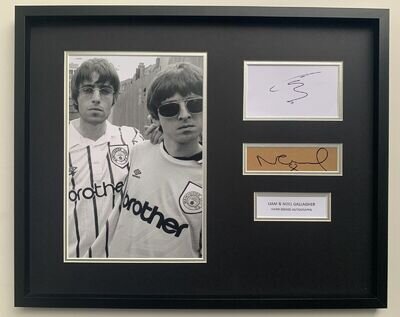 RARE Liam & Noel Gallagher Oasis Signed Photo Display + COA + FRAMED AUTOGRAPH