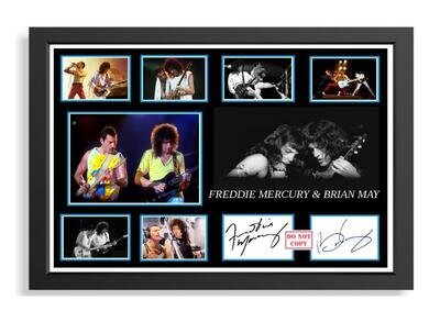 244 freddie mercury & brian may queen signed photograph framed unframed PP *