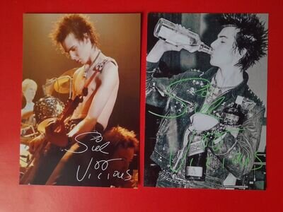 Sid Vicious Sex Pistols Signed Autographed Photos (SET OF 2)