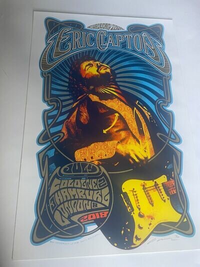 ERIC CLAPTON HYDE PARK POSTER 2018 No 59/800 NUMBERED & SIGNED BY ADAM POBIAK