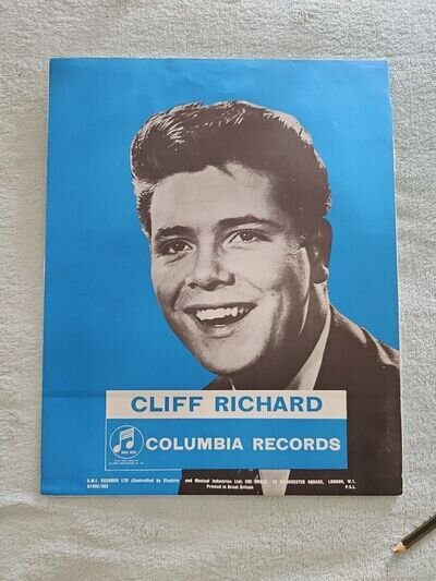 CLIFF RICHARD COLUMBIA RECORDS RETAIL PROMO POSTER 1960S