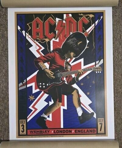 OFFICAL AC/DC POWER UP TOUR POSTER LONDON 3 & 7th JULY 2024 RARE VARIANT NEW