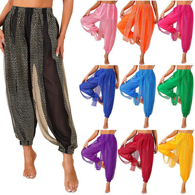 Womens Belly Dance Bloomers Dance Costume Trousers Sequins Pants Party Clubwear