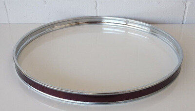 VINTAGE 22" CHROME BASE DRUM HOOP RIM w/ BURGUNDY STRIP