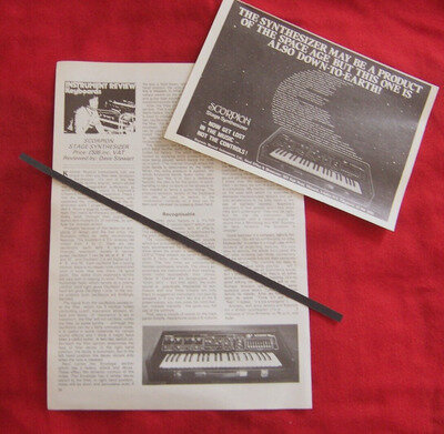 SCORPION STAGE SYNTHESIZER 1978 ORIGINAL VINTAGE REVIEW ARTICLE AND ADVERT