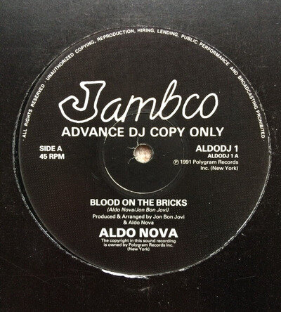 ALDO NOVA Blood On The Bricks - 12" Single DJ Promo - 1991 US Import record