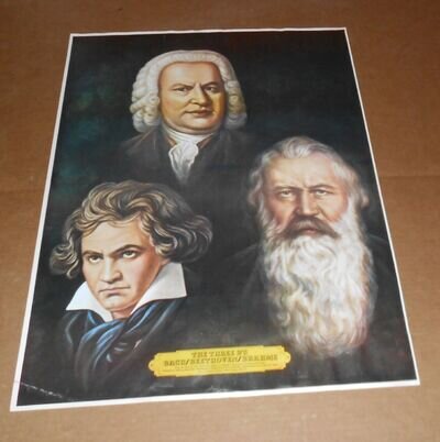 Musician Classical Composers Bach/Beethoven/Brahms 1976 Poster 17.5x22.75 RARE