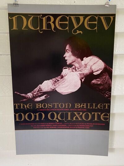 Original Rudolf Nureyev Boston Ballet Don Quixote Window Card Poster, 14x21”