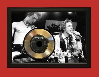 Sex Pistols Anarchy In The UK Art Poster Wood Framed 45 Gold Record Display C3