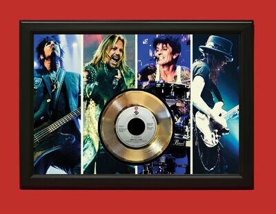 Motley Crue Poster Art Wood Framed 45 Gold Record Display C3