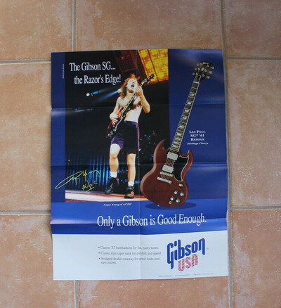 Angus Young AC/DC Gibson Les Paul USA SG 1961 Reissue New Guitar Poster '61 LP