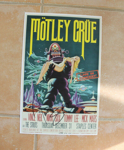 Nikki Sixx Signed Motley Crue Final Tour Show 12-31 Poster Autographed The Dirt