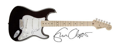 LIFE SIZE ERIC CLAPTONS FENDER STRATOCASTOR ELECTRIC GUITAR SIGNATURE ART PRINT