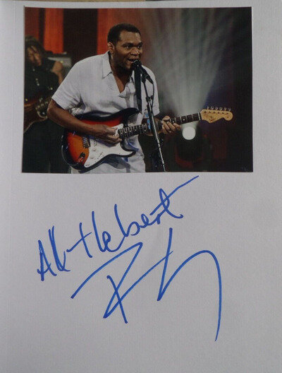 ROBERT CRAY AUTOGRAPHED 8 X 6 ALBUM PAGE.