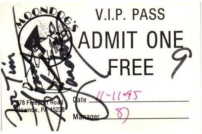 Sonny Landreth Autograph Concert Ticket Stub November 11 1995 Pittsburgh PA