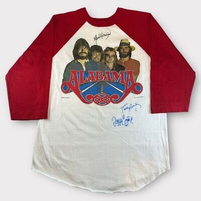 Vintage 1983 Alabama Band Live Autographed Signatures 3/4 Sleeve Shirt Size M