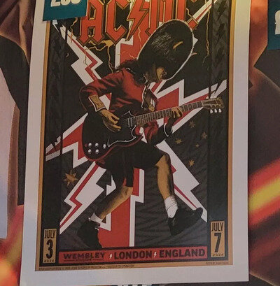 OFFICAL AC/DC POWER UP TOUR POSTER WEMBLEY STADIUM LONDON 3 & 7th JULY 2024 NEW