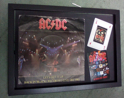 AC/DC LETS GET IT UP. ORIGINAL COVER. MOUNTED / FRAMED 12 X 9 INS TO HANG