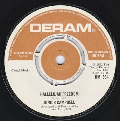 JUNIOR CAMPBELL: Hallelujah Freedom - 7" VINYL: VERY GOOD