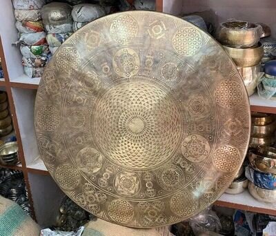 Flower of life Carved Geometric Gong From Nepal - Gong -Tam Tam Gong -