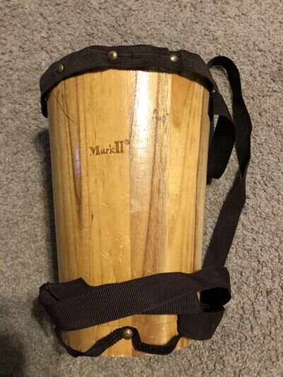 VINTAGE 10" Tall MARK II "Long Bongo" wooden Drum with Shoulder Strap Nice Shape