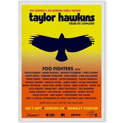 Taylor Hawkins Tribute Wembley Concert Event Promo Advert Poster Print