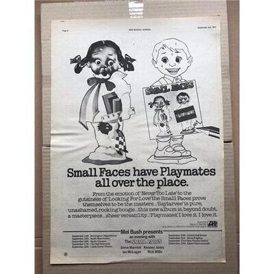 SMALL FACES PLAYMATES POSTER SIZED original music press advert from 1977 with to