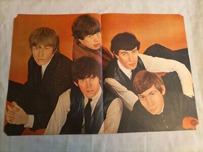 Orig 1960s Rolling Stones early magazine poster FAB Double Page Size