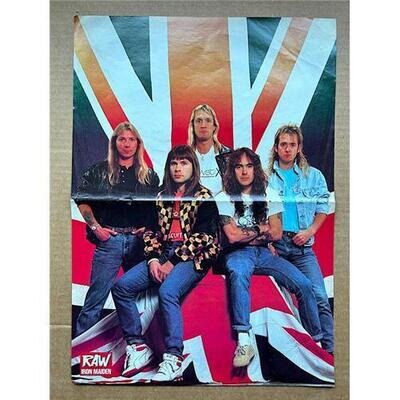 IRON MAIDEN RAW PIN-UP 1989 POSTER Original music press centre poster from 1990