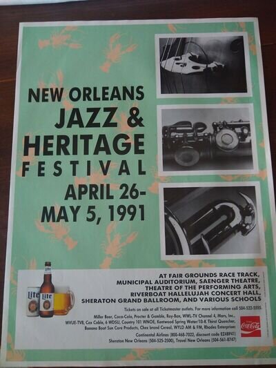 New Orleans 1991 Jazz & Heritage Festival Jazz Fest Original Advertising Poster