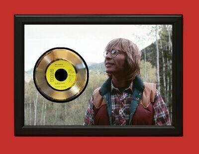 John Denver Poster Art Wood Framed 45 Gold Record Display C3