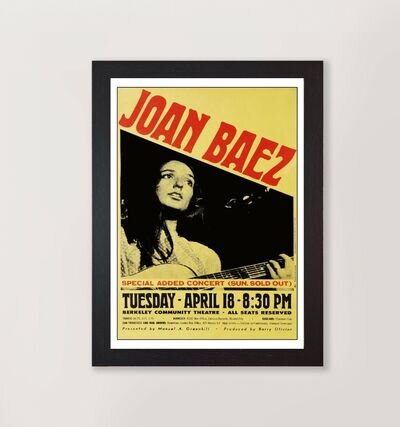 Joan Baez Framed Concert Poster Reproduction Print Folk Singer wall Art