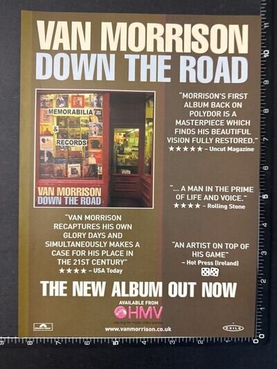 VAN MORRISON - DOWN THE ROAD 8X12' Original Magazine Advert M118