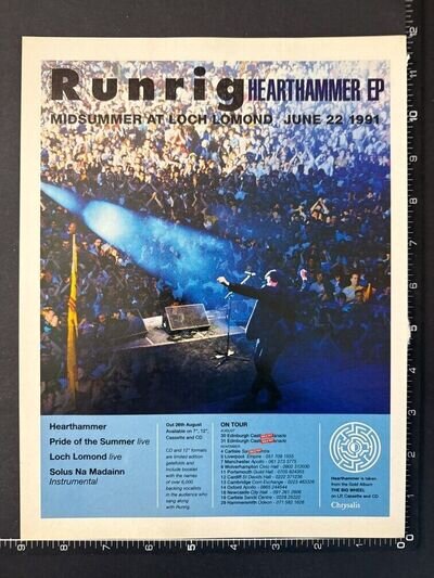 RUNRIG - HEARTHAMMER EP 8X12' Original Magazine Advert M118