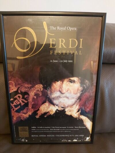 Vintage 1995 Original Royal Opera House Framed Advertising Poster Verdi Festival