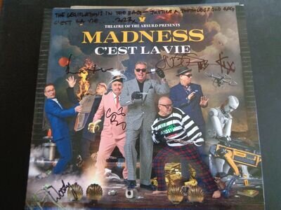 MADNESS THEATRE OF THE ABSURD CLEAR LP PERSONALLY SIGNED BY ALL SIX WITH LYRICS