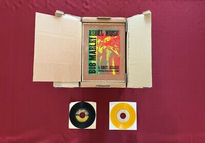 BOB MARLEY: "2-RARE 45s" + "REBEL MUSIC" Book SIGNED by ERIC CLAPTON (Beatles)