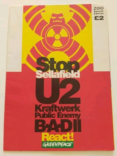 U2 STOP SELLAFIELD ZOO TV SPECIAL EDITION RARE PROGRAM/POSTER