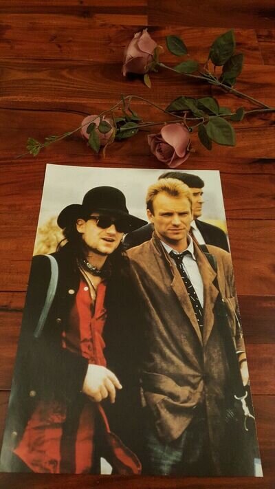 BONO AND STING ORIGINAL RARE MUSIC POSTER 1980s **COOL** * NEAR MINT* THE POLICE