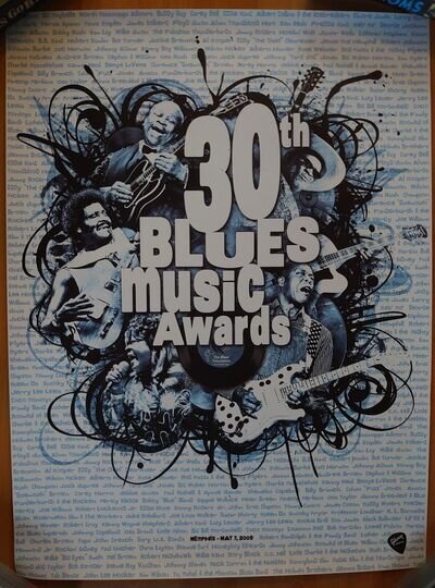 30th Blues Music Award Lithograph Poster Promo Memphis May 2009, Gibson Guitars