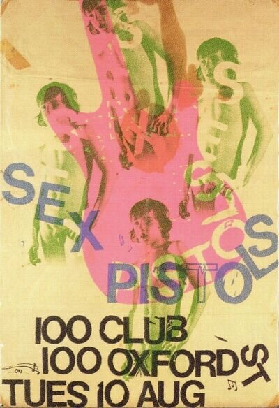 SEX PISTOLS '100 Club - London' RARE Concert Window Poster 1976 - reprint