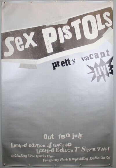 Sex Pistols Poster Original Pretty Vacant Live Promotion 4 Track EP July 1996