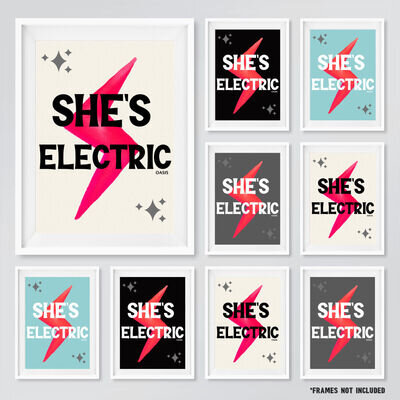 OASIS SONG LYRIC SHE'S ELECTRIC ANTHEM RETRO POP ART POSTER PRINTS GREAT GIFTS!